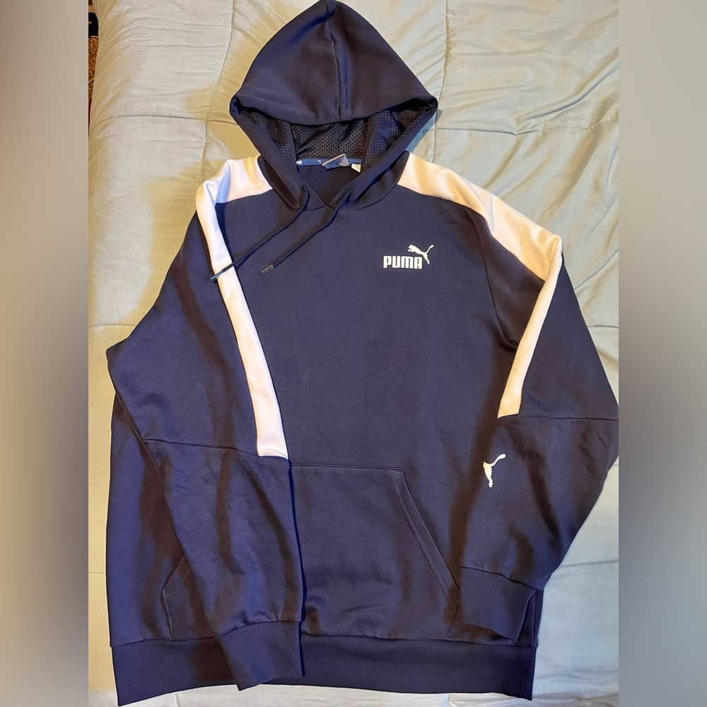 White and Blue, Large size, Puma Hoodie